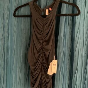 NWT Anthropologie Black Gathered Tank Top